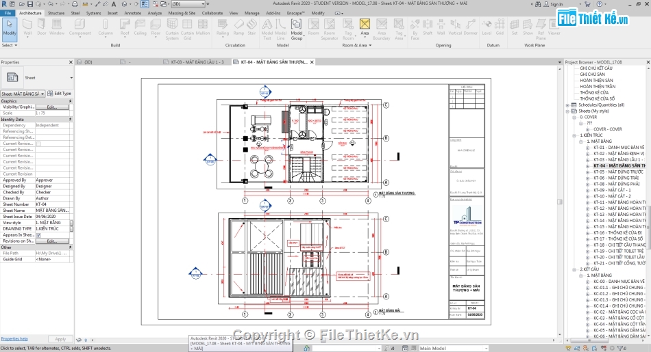 thiết kế chung cư,chung cư mini,nhà phố 4 tầng,file revit chung cư 7x12.5m