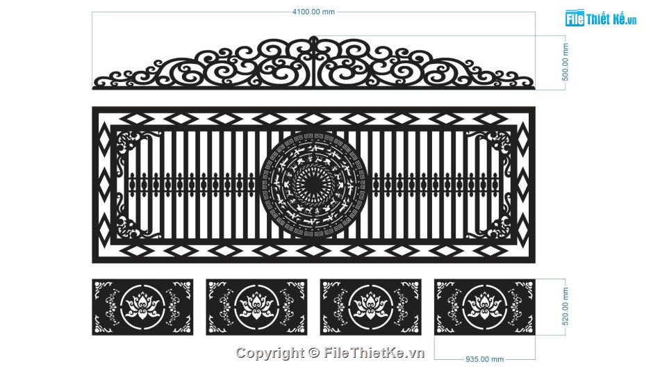 trống đồng,cửa lùa,cổng dxf