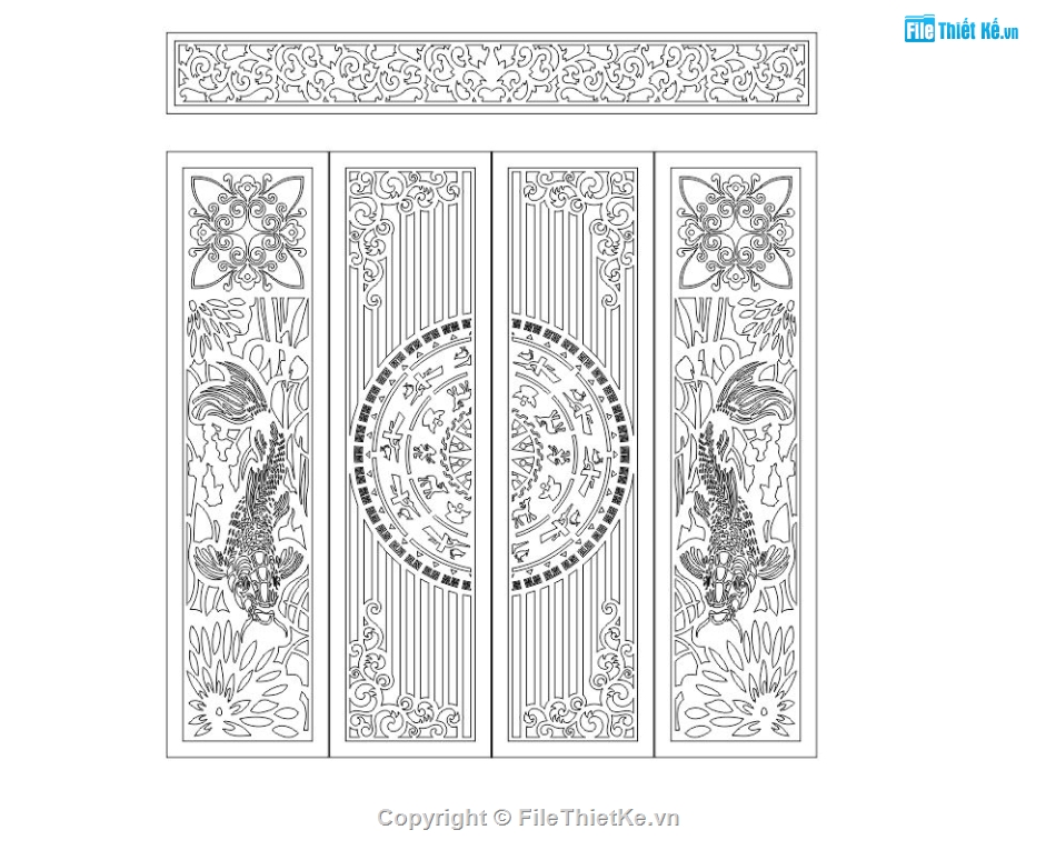 cad cổng 4 cánh cnc,cổng trống đồng cnc,thiết kế trống đồng cnc