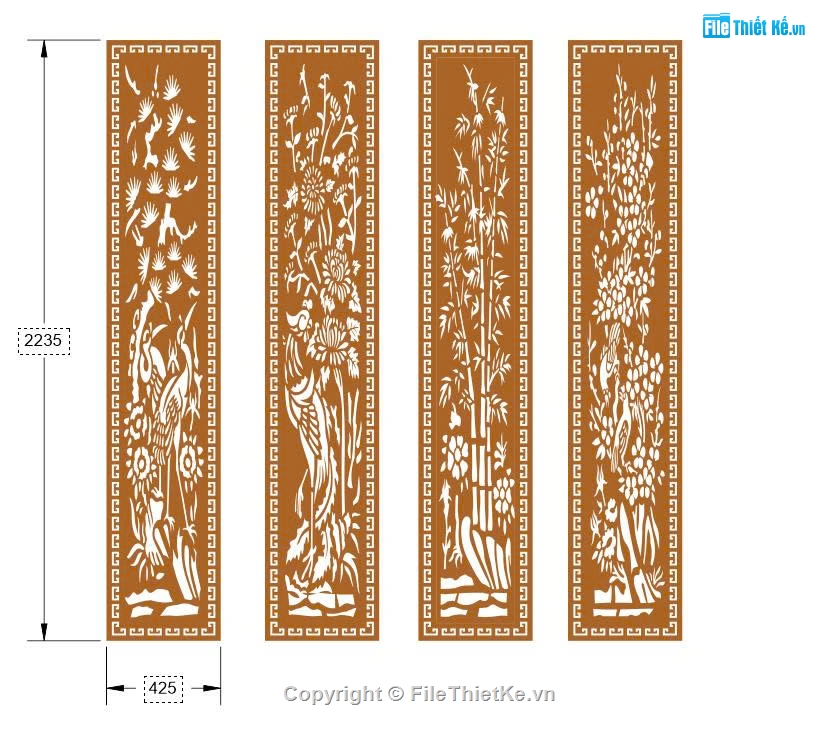 tùng trúc cúc mai,cổng tứ quý,thiết kế cổng 4 cánh