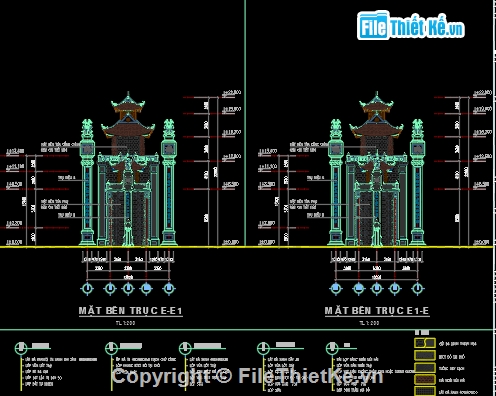 cổng đền hùng,bản vẽ cổng đền hùng,mẫu cổng đèn hùng cad