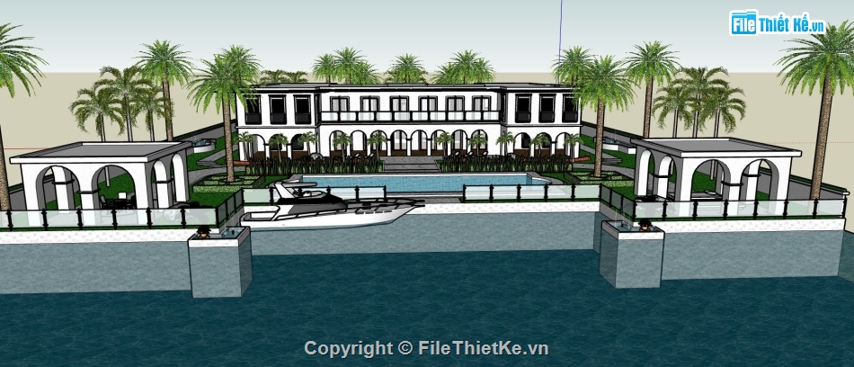 sketchup khách sạn,file thiết kế khách sạn,file sketchup khách sạn,khách sạn có bể bơi