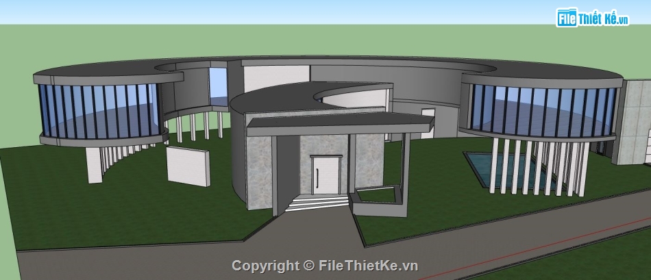 trung tâm triển lãm,model 3d su nhà triển lãm,sketchup dựng nội thất nhà triển lãm