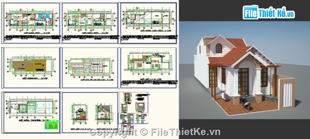 nhà cấp 4 ở nông thôn,mẫu nhà nông thôn,nhà nông thôn mái ngói