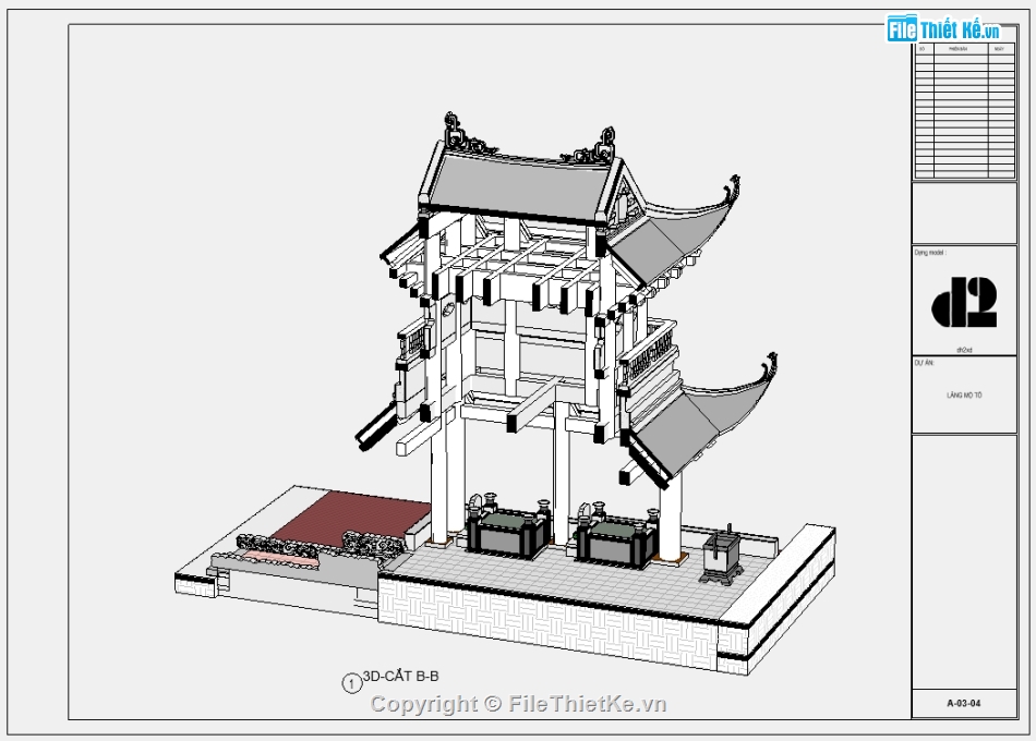 Revit khu mộ tổ,thiết kế khu mộ tổ,bản vẽ lăng mộ,thiết kế Revit lăng mộ