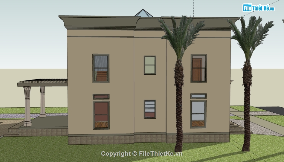 thiết kế nhà sketchup,thiết kế nhà cấp 4,file su nhà phố 2 tầng,bản vẽ su nhà 2 tầng