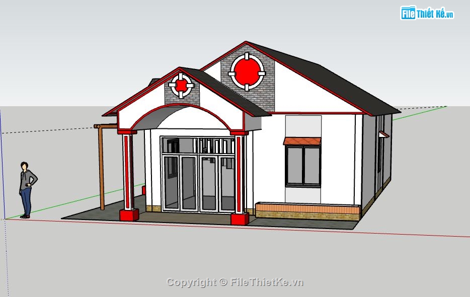 thiết kế nhà cấp 4,mẫu nahf cấp 4,file sketchup nhà cấp 4