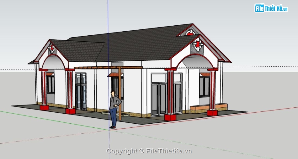 thiết kế nhà cấp 4,mẫu nahf cấp 4,file sketchup nhà cấp 4