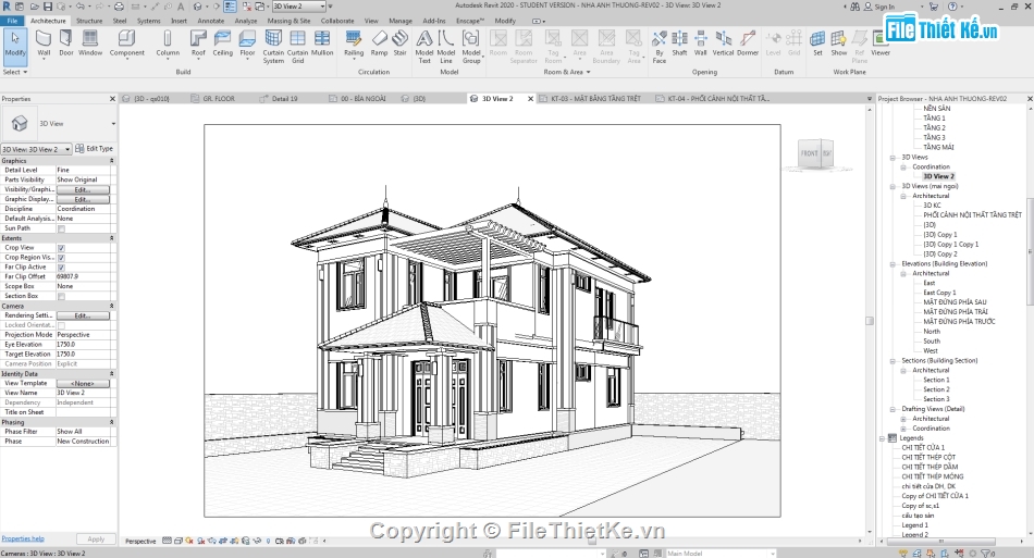 File thiết kế nhà mái Nhật,Revit nhà phố 2 tầng,nhà phố 2 tầng,nhà phố 2 tầng 8.15x12.8m