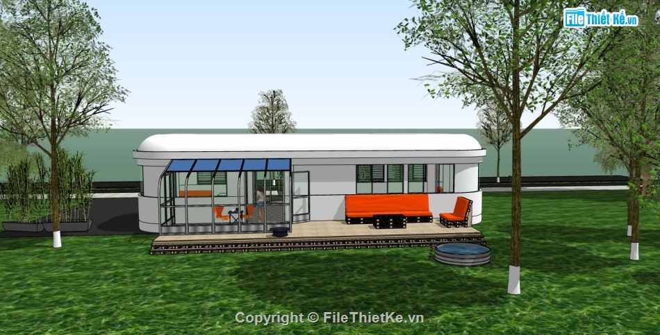 sketchup nhà nghỉ dưỡng,model su nhà nghỉ dưỡng,file sketchup nhà nghỉ dưỡng