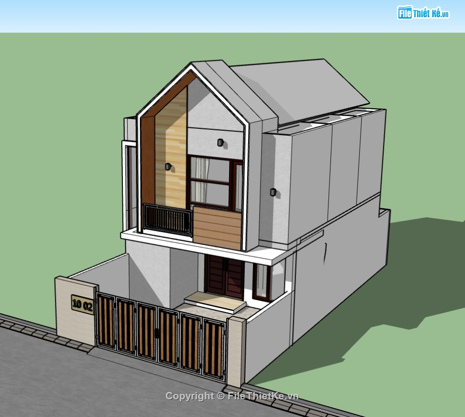 Mẫu nhà phố,thiết kế nhà 2 tầng,thiết kế nhà phố 2 tầng,sketchup nhà phố 2 tầng,nhà phố  2 tầng
