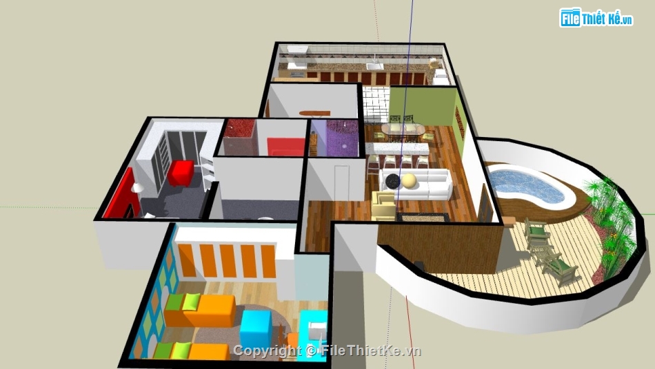 model su căn hộ,file sketchup căn hộ,model sketchup căn hộ