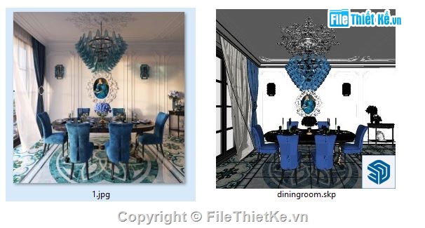 thiết kế phòng ăn,sketchup nội thất phòng ăn,thiết kế nội thất sketchup