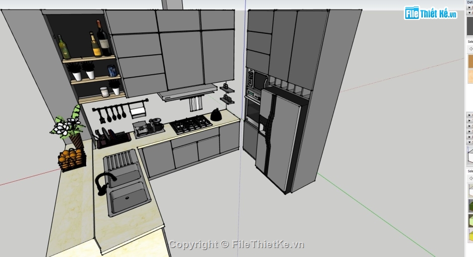 sketchup nội thất bếp,sketchup nội thất phòng bếp,kiến trúc nội thất bếp,mẫu nội thất phòng bếp