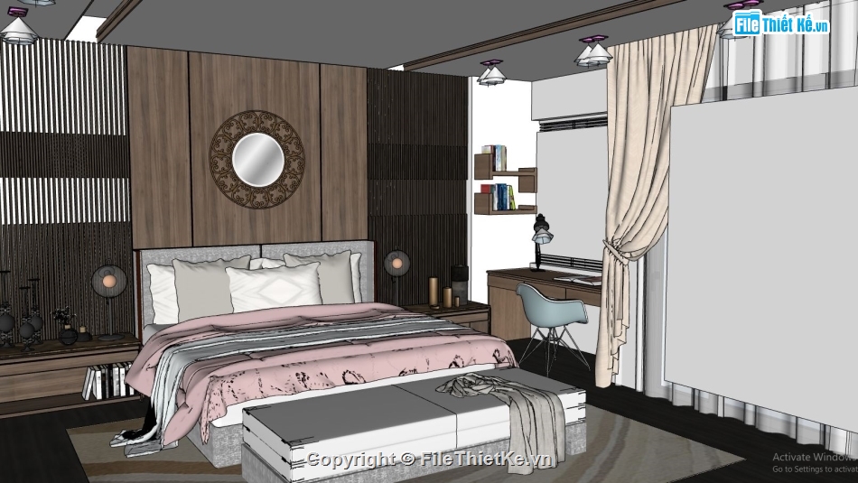 thiết kế nội thất phòng ngủ sketchup,phòng ngủ model su,file phòng ngủ su,mẫu phòng ngủ hiện đại
