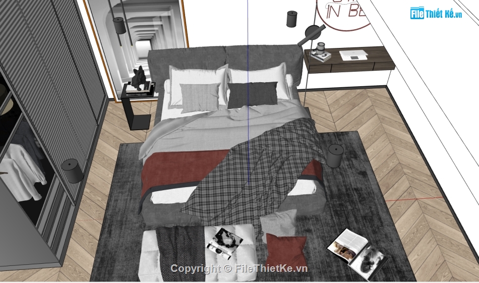 thiết kế phòng ngủ hiện đại,sketchup nội thất phòng ngủ,dựng 3dsu phòng ngủ