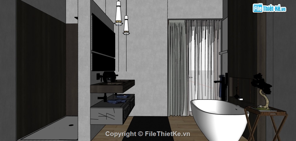 thiết kế nội thất sketchup,nội thất phòng tắm sketchup,mẫu su nội thất phòng tắm,phòng tắm 3d sketchup