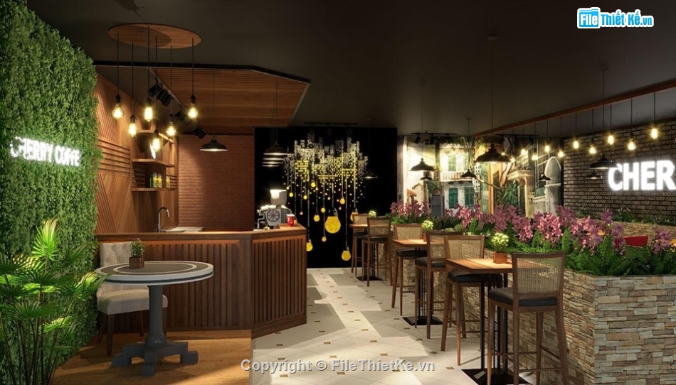 su nội thất quán cafe,quán cà phê sketchup,file sketchup quán cà phê đẹp