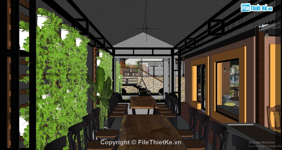 su nội thất quán cafe,quán cà phê sketchup,file sketchup quán cà phê đẹp