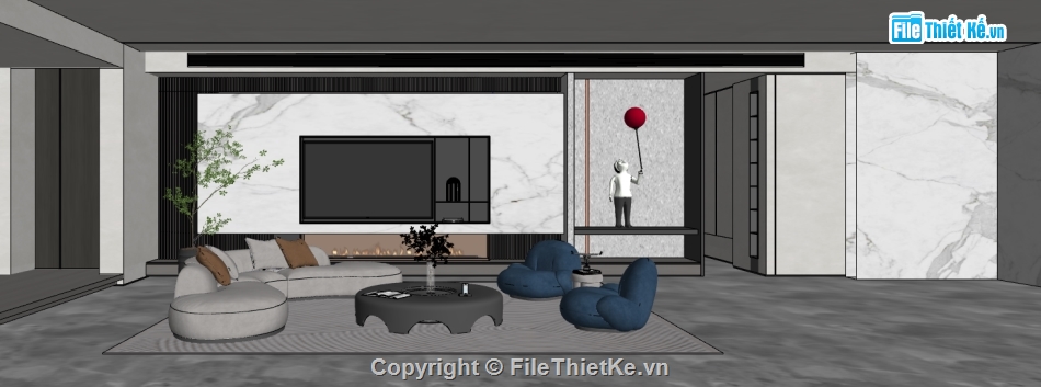 sketchup nội thất phòng khách,mẫu nội thất phòng khách đẹp,nội thất phòng khách file su