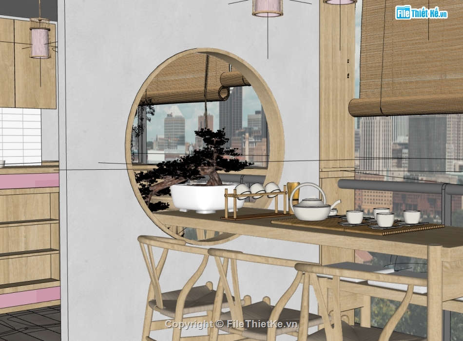 thiết kế phòng trà file sketchup,mẫu sketchup phòng trà,dựng 3dsu phòng trà