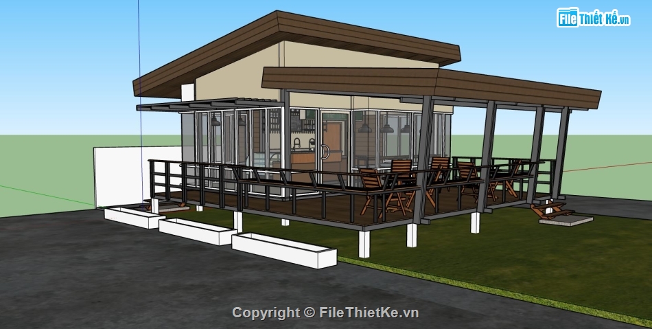 thiết kế quán cafe,mẫu thiết kế quán cafe,sketchup quán cafe,phối cảnh quán cà phê
