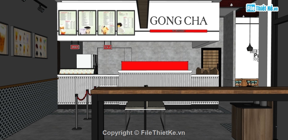 quán đồ uống su,file sketchup quán cafe,model quán trà sữa