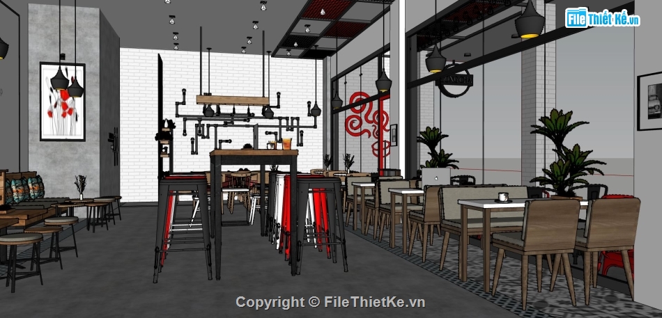 quán đồ uống su,file sketchup quán cafe,model quán trà sữa