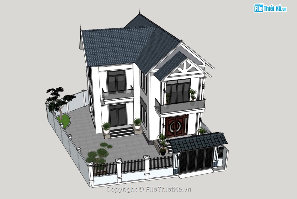 biệt thự 2 tầng,thiết kế biệt thự 2 tầng,model biệt thự 2 tầng su,File sketchup biệt thự 2 tầng