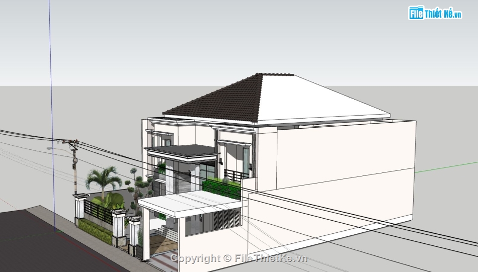 biệt thự 2 tầng,thiết kế biệt thự 2 tầng,biệt thự sketchup,model su biệt thự 2 tầng