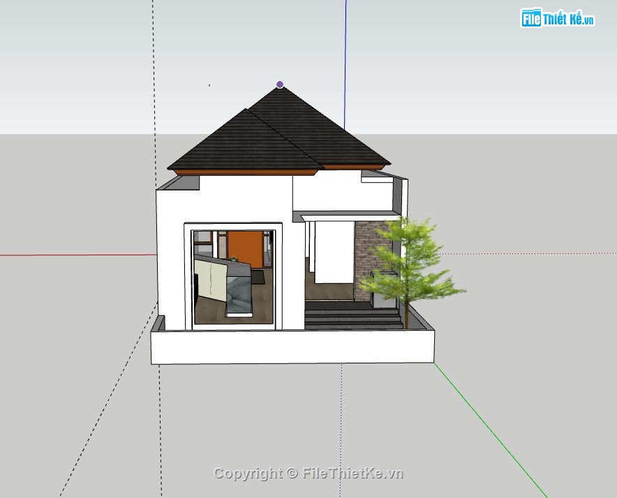 nhà cấp 4,sketchup nhà cấp 4,bản vẽ thiết kế nhà cấp 4