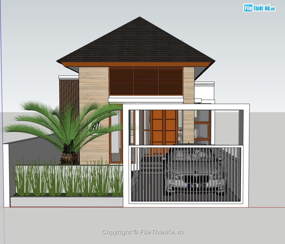 nhà cấp 4,sketchup nhà cấp 4,bản vẽ thiết kế nhà cấp 4