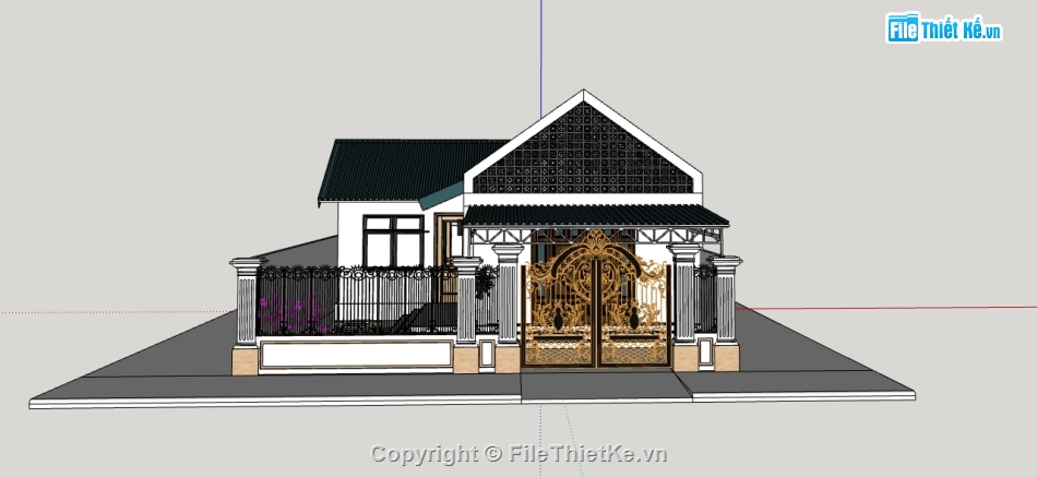 thiết kế nhà cấp 4,sketchup nhà cấp 4,nhà cấp 4,nhà cấp 4 sketchup