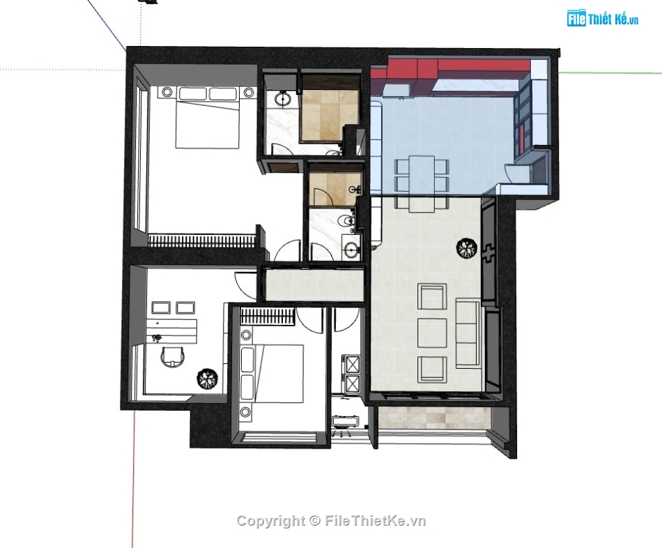 nhà phố 1 tầng,nhà phố sketchup,sketchup nhà 1 tầng,Mẫu thiết kế tầng 1