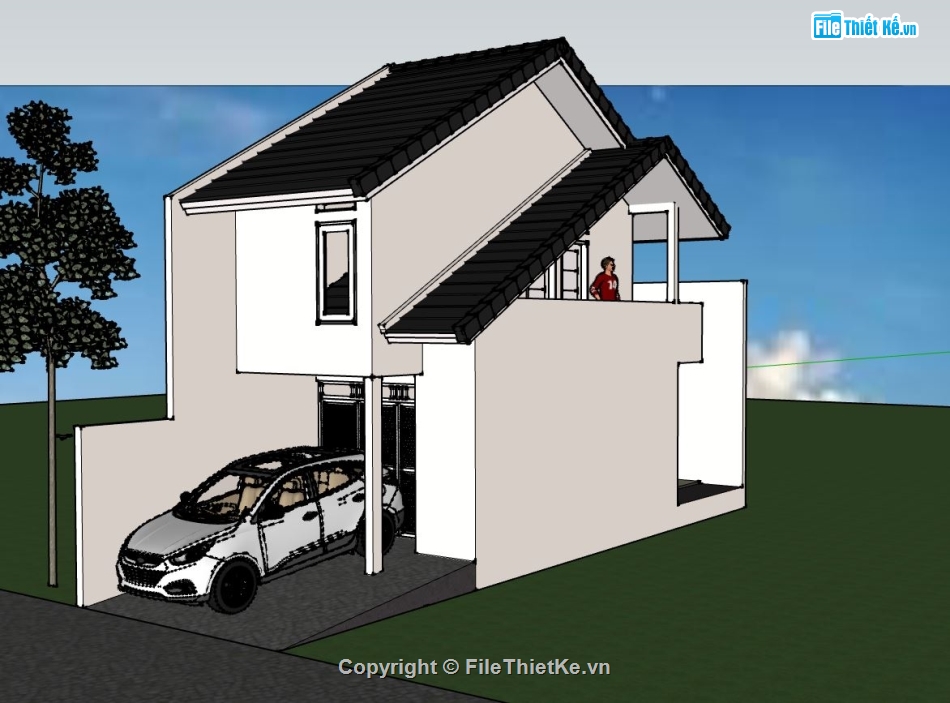 nhà 2 tầng đơn giản,sketchup nhà phố 2 tầng,mẫu nhà phố 2 tầng su