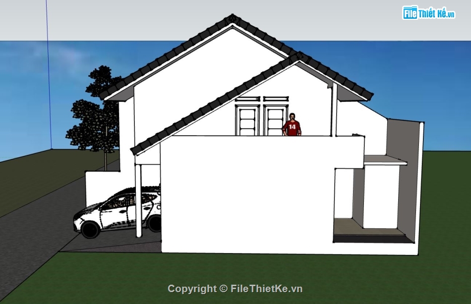 nhà 2 tầng đơn giản,sketchup nhà phố 2 tầng,mẫu nhà phố 2 tầng su