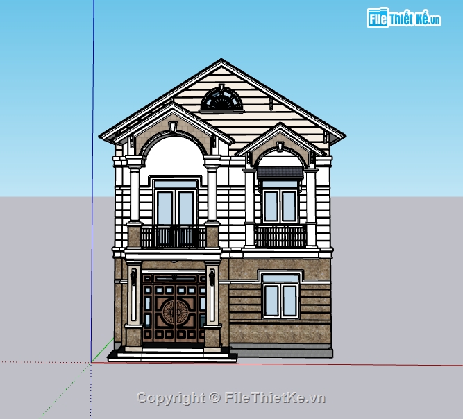 nhà phố 2 tầng,nhà mái nhật,nhà phố 2 tầng mái nhật,su nhà phố 2 tầng,sketchup nhà phố