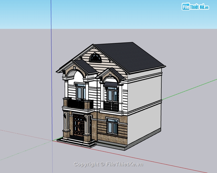 nhà phố 2 tầng,nhà mái nhật,nhà phố 2 tầng mái nhật,su nhà phố 2 tầng,sketchup nhà phố