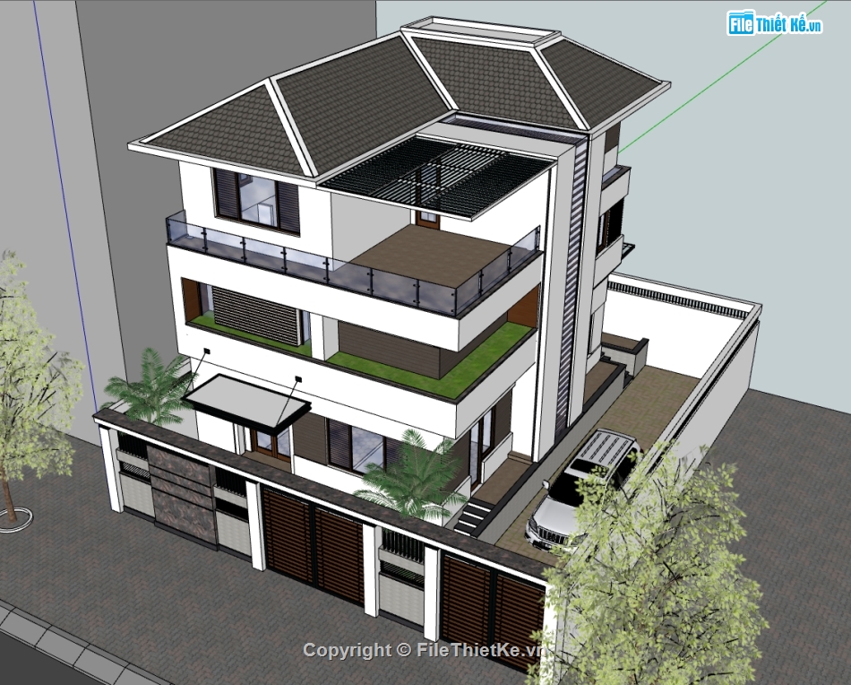 nhà phố 3 tầng,nhà 3 tầng,thiết kế nhà 3 tầng,su nhà phố 3 tầng,nhà phố 3 tầng sketchup