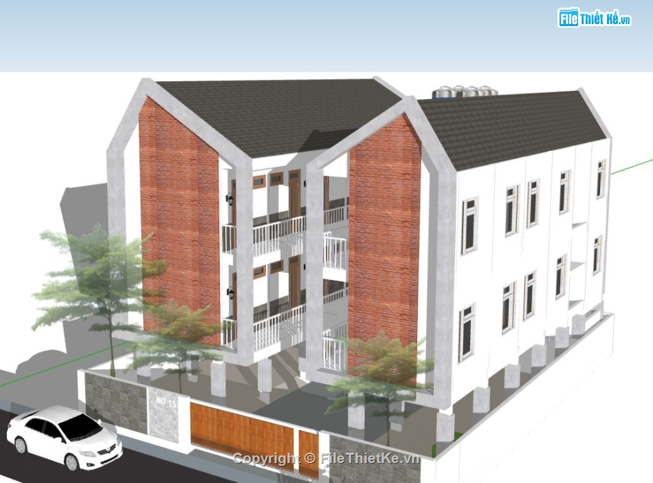 MẪU THIẾT KẾ NHÀ TRỌ HIỆN ĐẠI 2 TẦNG 5X47M  B006  Thiết kế nhà đẹp