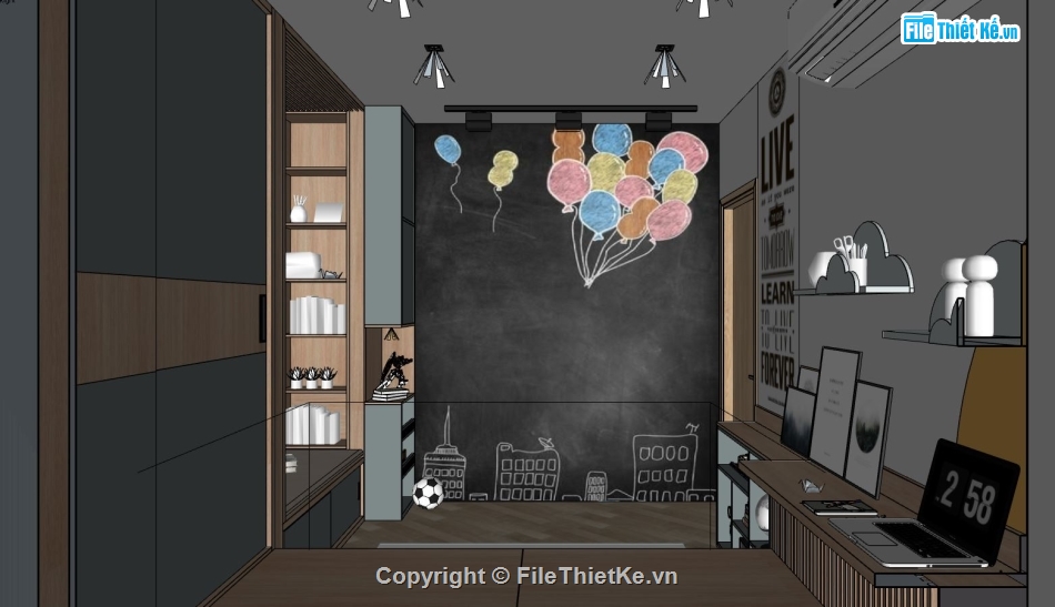 phòng ngủ sketchup,thiết kế phòng ngủ đẹp,phòng ngủ thiết kế sketchup