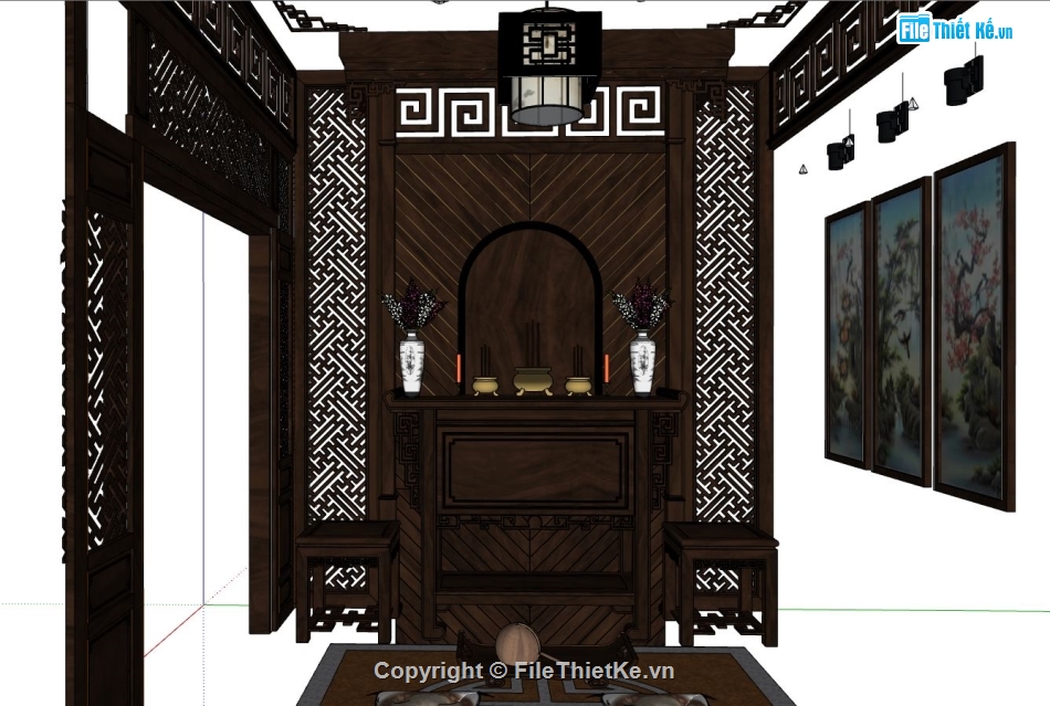 thiết kế phòng thờ,phòng thờ sketchup,sketchup thiết kế phòng thờ,bản thiết kế phòng thờ