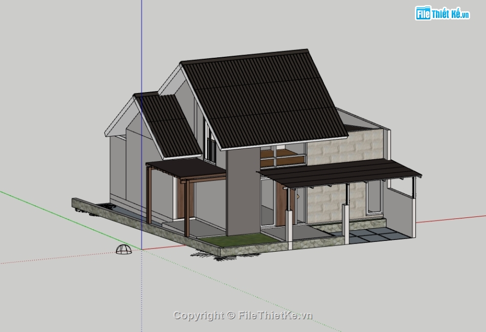 nhà cấp 4,thiết kế nhà cấp 4,nhà cấp 4 mới nhất,su nhà cấp 4,sketchup nhà cấp 4