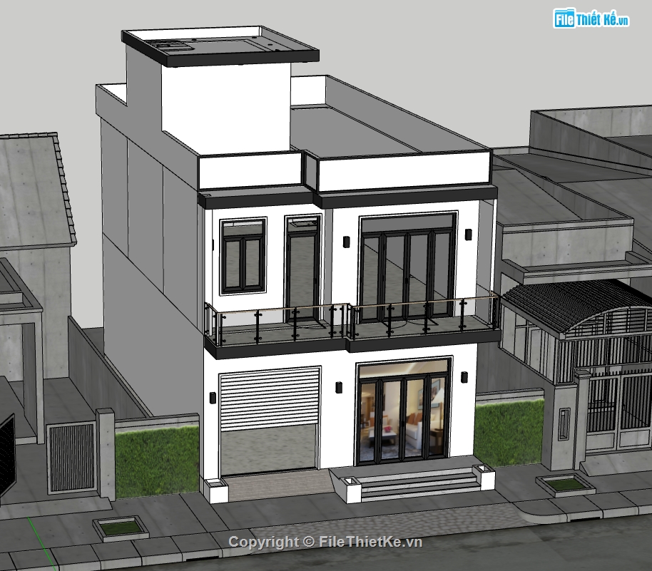 su nhà phố,sketchup nhà phố,nhà phố 2 tầng