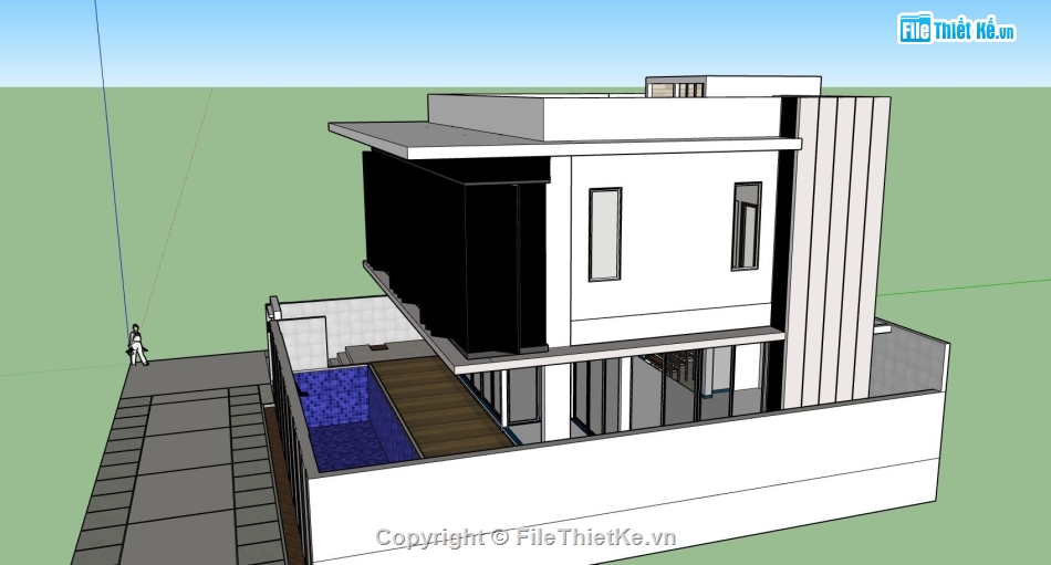 villa 2 tầng,thiết kế biệt thự 2 tầng,mẫu sketchup nhà phố 2 tầng,phối cảnh nhà phố 2 tầng