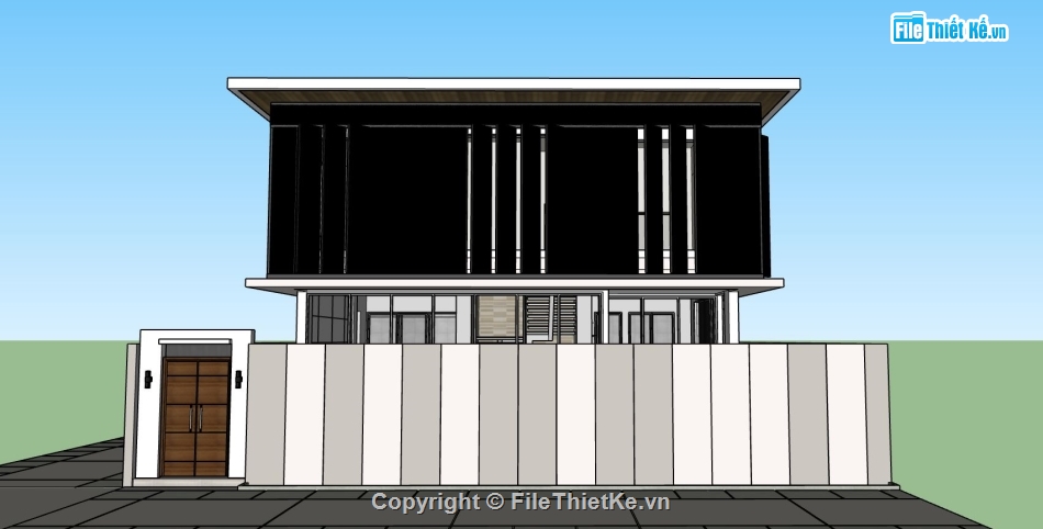 villa 2 tầng,thiết kế biệt thự 2 tầng,mẫu sketchup nhà phố 2 tầng,phối cảnh nhà phố 2 tầng