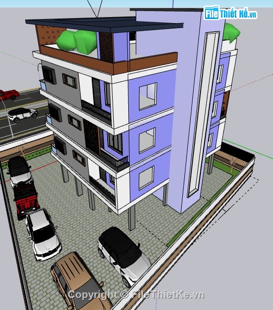 bản vẽ nhà văn phòng,sketchup nhà văn phòng,model su nhà văn phòng