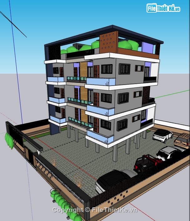 bản vẽ nhà văn phòng,sketchup nhà văn phòng,model su nhà văn phòng