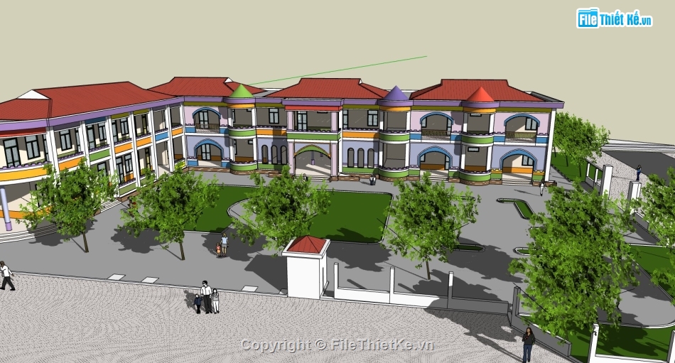 mẫu trường học,dựng bao cảnh trường học file su,model su trường học