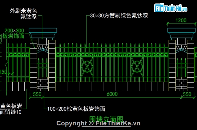 tường dào,cad tường dào,mẫu tường dào chi tiết,bản vẽ tường rào